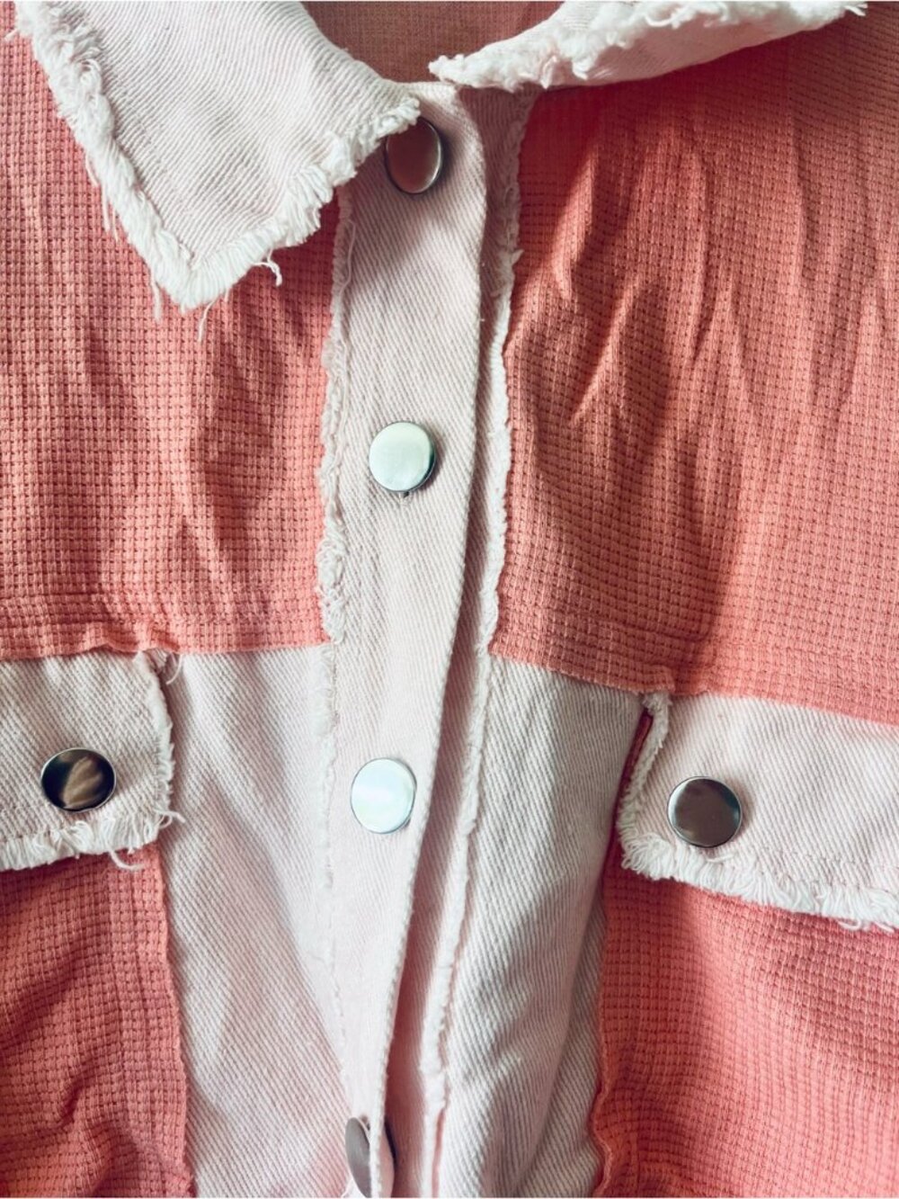 Waffle Knit Boyfriend Lightweight Shacket Jacket Pink - Picture 5 of 8